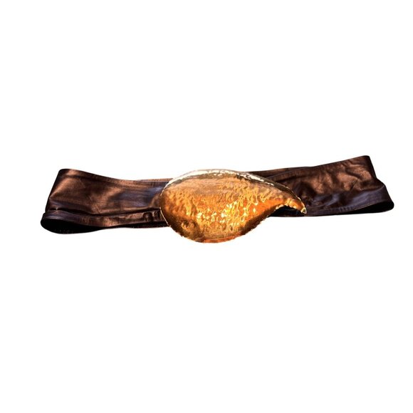 Handcrafted Leather Metal Costume Belt Hammered Gold-Finish Plate Retro Cosplay main image 5
